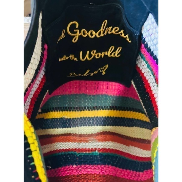 Bebe Rag Rug Tote Bag Colorful Large Feed Goodness Into the World VTG - Picture 3 of 3